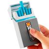 20-cigarettes Capacity Metal Cigarette Box With USB Rechargeable Safety Lighter - Golden