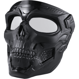 Skull Mask Full Face Tactical Masks For CS Survival Games Shooting Cosplay Movie Paintball Halloween Scary Masks - Black+ClearLens