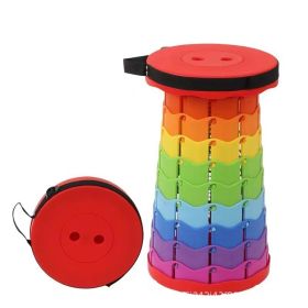 Portable Telescopic Stool, Camping Stool, Adjustable Collapsible Folding Chair - Red