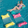 Inflatable Foldable Floating Row Summer Bow Knot With Net Recliner For Beach And Pool - Blue