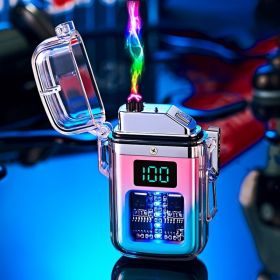 USB Rechargeable Waterproof Windproof Double Arc Lighter for Men and Women - Includes Cable; No Charger Required - Black Green