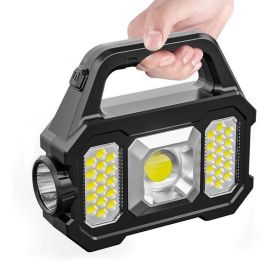 Portable Camping Fishing Multi-Modes Solar Powered USB Rechargeable Light - Black A - Flashlights