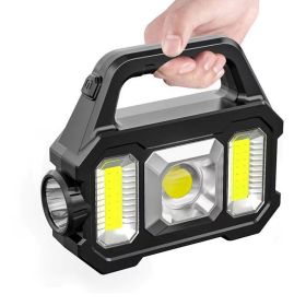 Portable Camping Fishing Multi-Modes Solar Powered USB Rechargeable Light - Black B - Flashlights