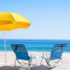 56*60*63cm Load-Bearing 100kg Blue Oxford Cloth White Iron Frame Beach Chair - Blue