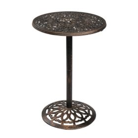Outdoor Bistro Pub Table, Round Patio Bar Height Cocktail Table, Antique Bronze - as picture