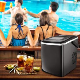 Compact 9-Cube Ice Maker | 26lbs/24hrs | 2 Ice Cube Sizes | 9-min Ready - Black