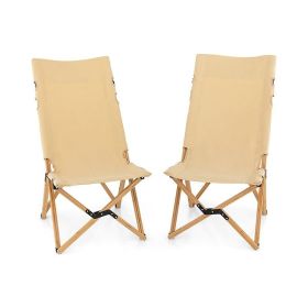 Folding Camping Chair with 2-Level Adjustable Backrest - As pic show - 2pcs