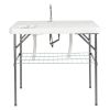 101*65.5*92cm HDPE Rectangular With Barbed Wire Foldable Outdoor Fish Killing Table White - as picture