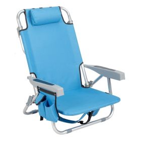 63*65*82cm Short Oxford Cloth Silver White Aluminum Tube Bearing 100kg Beach Chair Blue - as picture