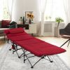 Folding Retractable Travel Camping Cot with Mattress and Carry Bag - Red