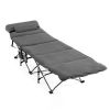 Folding Retractable Travel Camping Cot with Mattress and Carry Bag - Gray