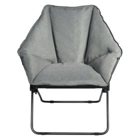 Oversized Foldable Leisure Camping Chair with Sturdy Iron Frame - Gray