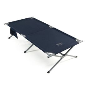 Extra Wide Folding Camping Bed with Carry Bag and Storage Bag - Blue