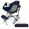 Hammock Camping Chair with Retractable Footrest and Carrying Bag - Navy