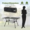 Folding Heavy-Duty Aluminum Camping Table with Carrying Bag - Black