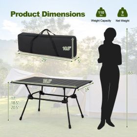 Folding Heavy-Duty Aluminum Camping Table with Carrying Bag - Black