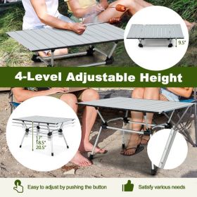Folding Heavy-Duty Aluminum Camping Table with Carrying Bag - Silver