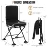 Swivel Folding Chair with Backrest and Padded Cushion - Black