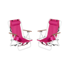 Folding Beach Chair Set of 2 for Adults, 4 Position Portable Backpack Foldable Camping Chair with Headrest Cup Holder and Wooden Armrests, Pink - As s