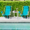 Folding Beach Chair Set of 2 for Adults, 4 Position Portable Backpack Foldable Camping Chair with Headrest Cup Holder and Wooden Armrests, Green - Gre