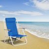 Portable High Strength Beach Chair with Adjustable Headrest Blue - Blue