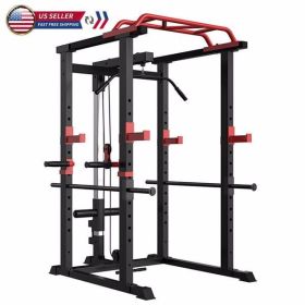 Power Cage Squat Rack Stands Gym Equipment 1000-Pound Capacity Exercise Olympic - as picture