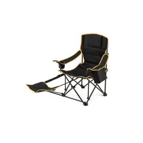 Folding Camping Lounge Chair with Footrest for Camping  - Black - Camping Chairs