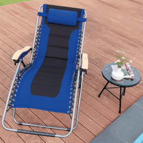 Oversize Folding Adjustable Padded Zero Gravity Lounge Chair - Blue