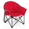 Folding Camping Moon Padded Chair with Carrying Bag - Red