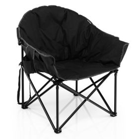 Folding Camping Moon Padded Chair with Carrying Bag - Black