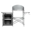 Foldable Outdoor BBQ Portable Grilling Table with Windscreen Bag - Gray