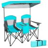 Portable Folding Camping Canopy Chairs with Cup Holder - Turquoise