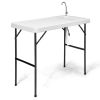 Folding Portable Fish Cleaning Cutting Table - White