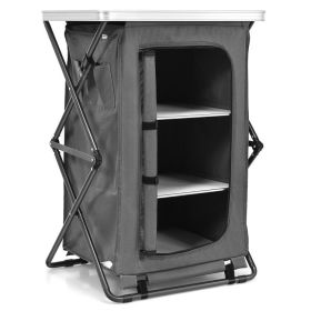 Folding Camping Storage Cabinet with 3 Shelves and Carry Bag - M