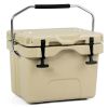 16 Quart 24-Can Capacity Portable Insulated Ice Cooler with 2 Cup Holders - Khaki