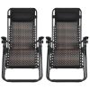 2 Pieces Folding Patio Rattan Zero Gravity Lounge Chair - Brown