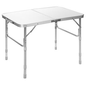 Adjustable Portable Aluminum Patio Folding Camping Table for Outdoor and Indoor - White