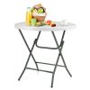 32 Inch Round Foldable Lightweight Table with Double Lockable Doors - White &Grey
