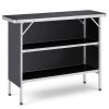 Folding Camping Table with 2-Tier Open Shelves for Outdoor BBQ - Black