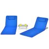 3 Pieces Beach Lounge Chair Mat Set 2 Adjustable Lounge Chairs with Table Stripe - Blue