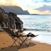 Folding Camping Lounge Chair with Footrest for Camping  - Black - Camping Chairs