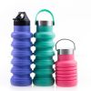 500ML Large Capacity Silicone Sports Water Bottle Outdoor Folding Water Cup For Climbing Travel - 500ml Pink-B