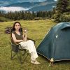 Folding Camping Chair with Footrest Camping Lounge Chair with Carry Bag - Black