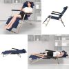 Set of 2 Portable Chaise Lounge Chair 60"L Flat Folding Outdoor Recliner Chair, Dark Blue/Blue - Dark Blue