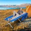 Folding Portable Camping Cot with Carrying Bag and Side Pockets - Blue