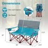 Oversized Camping Chair Folding Loveseat Camping Couch with Cup Holders & Thick Padding - Navy Blue