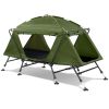 84.6*34.5*49.2in military green camping tent with tent storage bag and adjustable leg brackets with camp bed - As shown