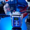 USB Rechargeable Waterproof Windproof Double Arc Lighter for Men and Women - Includes Cable; No Charger Required - Blue