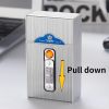20-cigarettes Capacity Metal Cigarette Box With USB Rechargeable Safety Lighter - Black