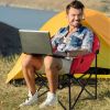 Folding Camping Moon Padded Chair with Carrying Bag - Red